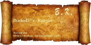 Budnár Karsa névjegykártya